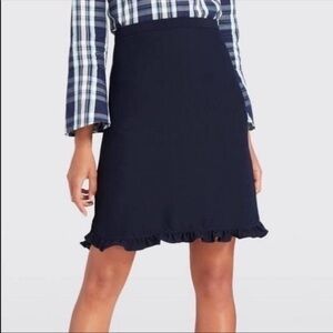 Draper James Nassau Navy Wave Ruffle Trim Skirt 0 SS28